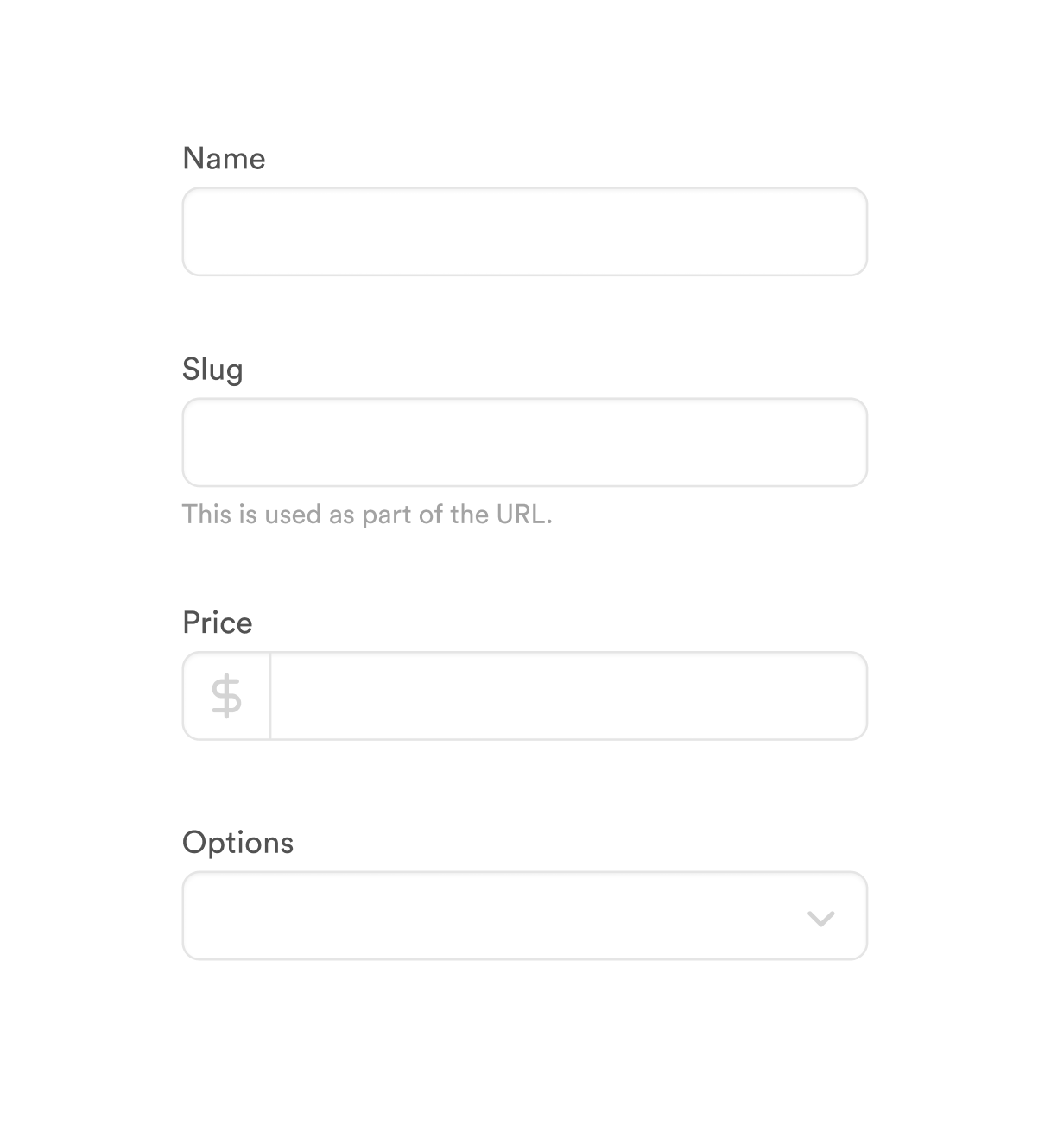 Example of inputs in the design system.